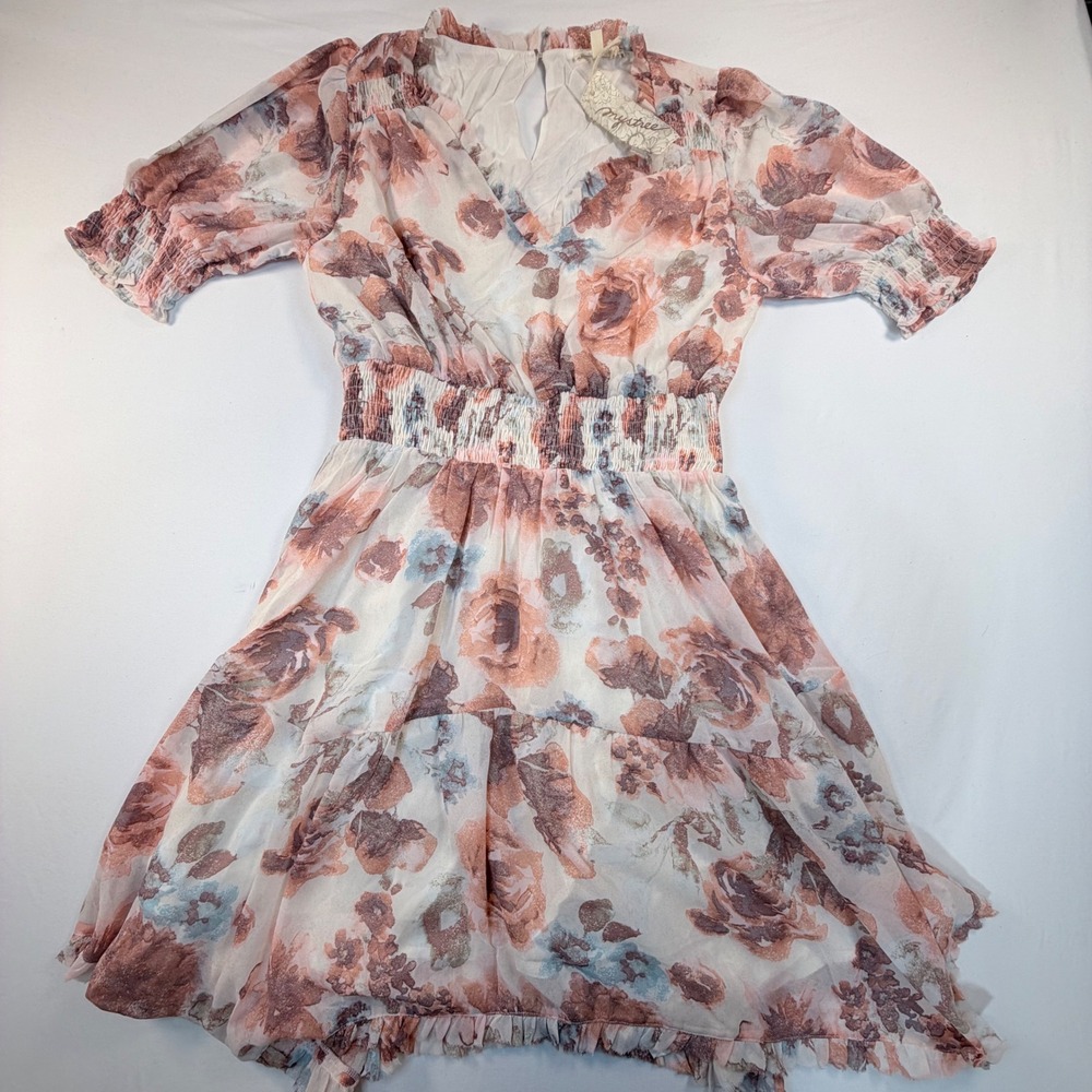 Mystree Farrah Dress Women S NWT Floral Smocked Waist Ruffle Boho Cottagecore